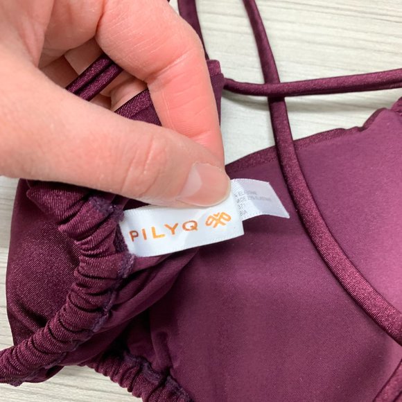 Pilyq Triangle Halter Bikini Bra Purple Size S - Picture 3 of 5